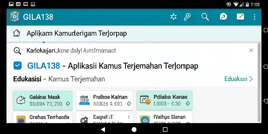 Antarmuka intuitif GILA138 yang menampilkan fungsi Kamus Terjemahan.